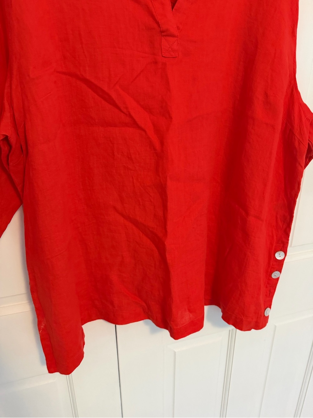 Tahari 100% Linen Tunic Top Women's 3X Red Popover Collared Shirt Plus Size - Picture 6 of 7